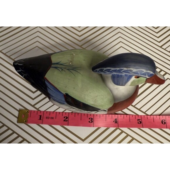 Vintage Jasco Ceramic Duck Lint Remover Brush Green Winged Teal and Wood Ducks - Picture 9 of 9